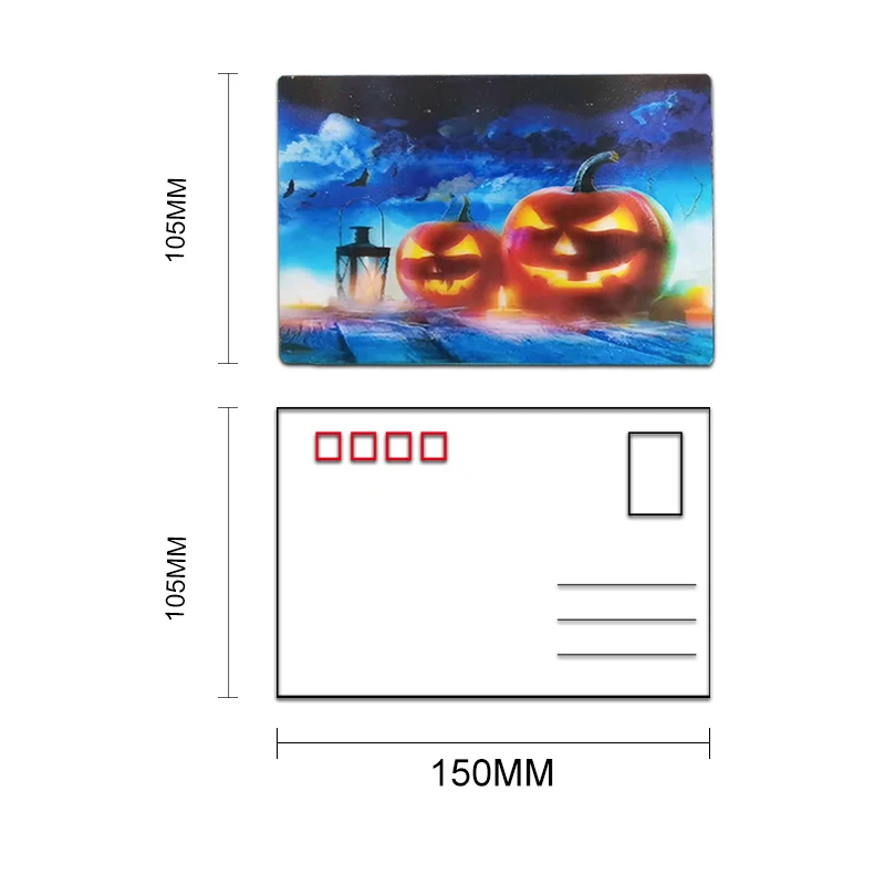 Оптовая продажа на заказ, высокое качество, 10*15 см, ПЭТ, ПП, 3D, линзовидная, Хэллоуин, открытка, визитка для детей, праздничные подарки