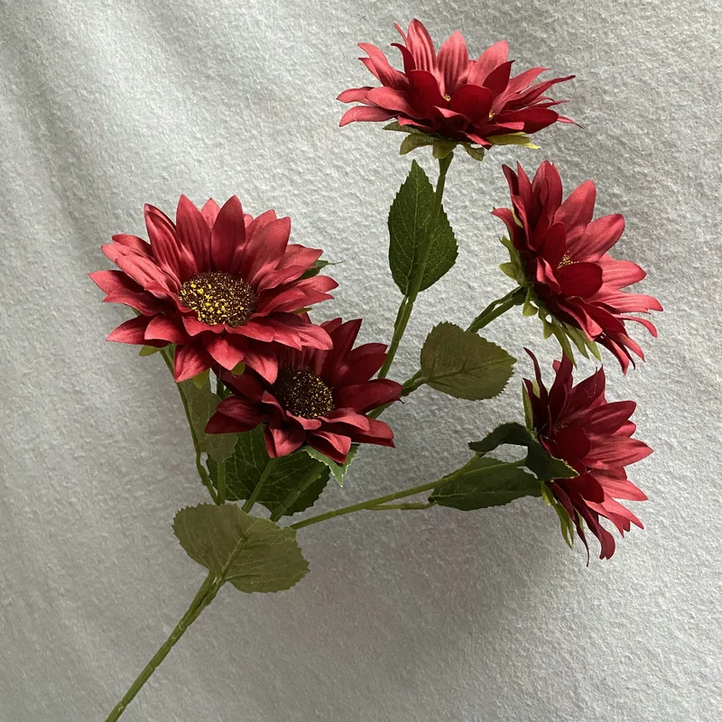 SHS010 Sweet lovely 5 flower head big size artificial sunflower home wedding indoor decoration