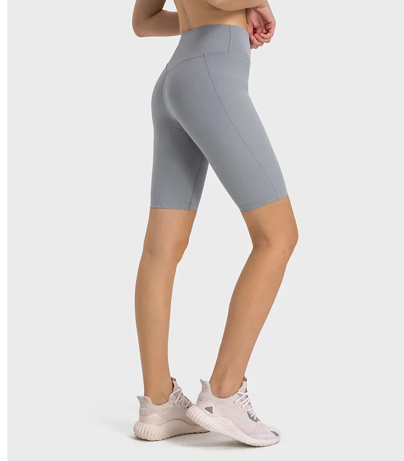 Draw strip ribbed Shaping High waist peach buttock lulu sports leggings Outdoor running fitness lulu yoga pants GYM lulu shorts