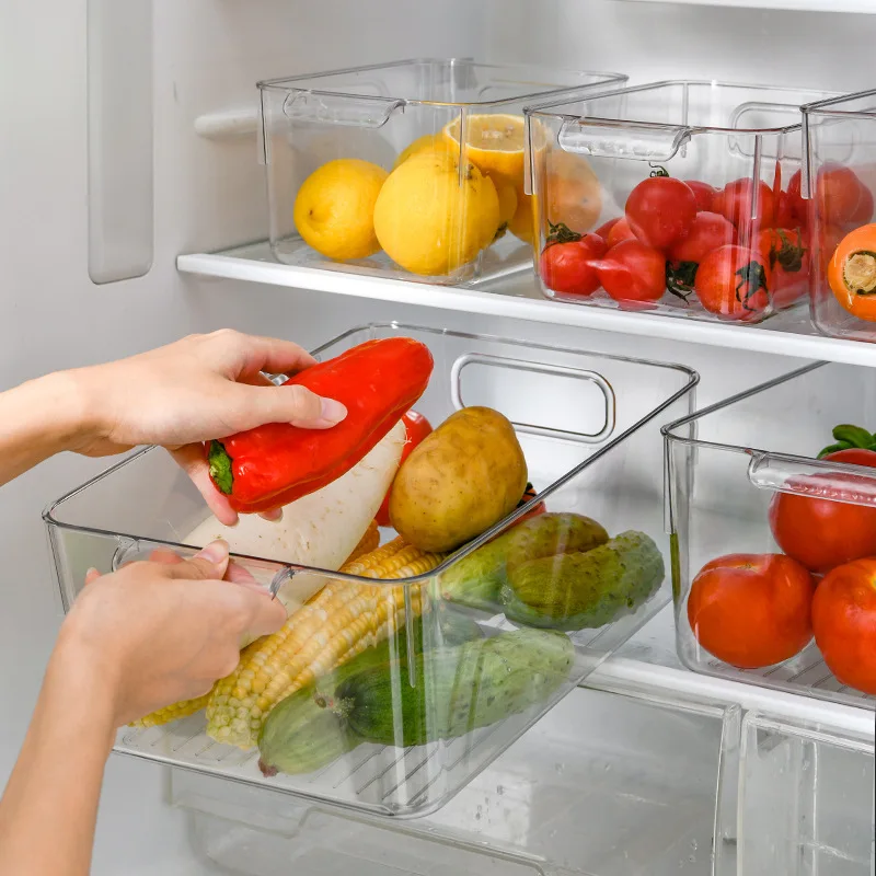 CAI YA Yuanbao type transparent storage box PET plastic refrigerator storage container Square storage bin  for kitchen