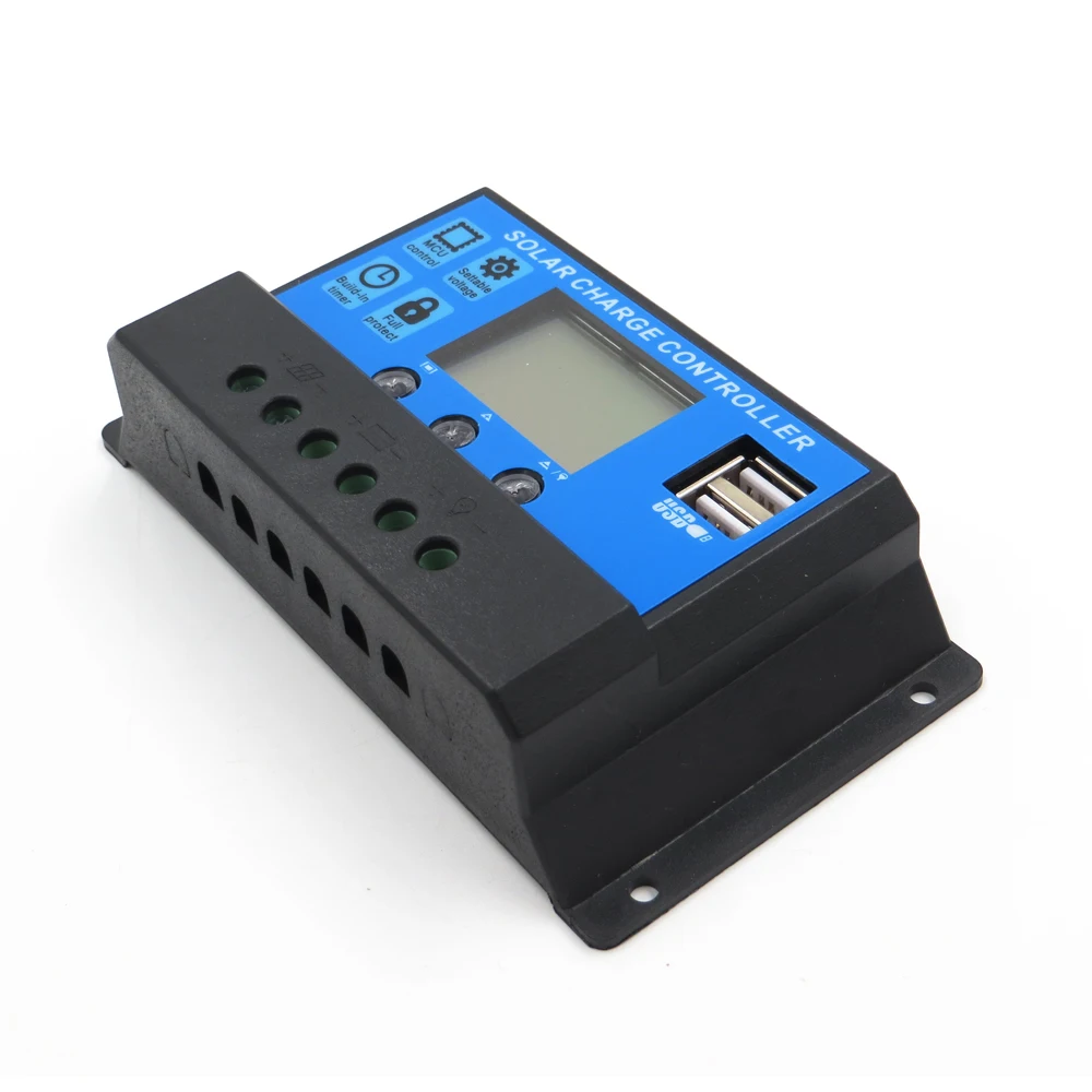 30A 12V 24V автоматическая работа PWM регулятором солнечного заряда контроллер с ЖК-дисплей с двумя портами USB 5V Выход панели солнечных батарей 500W 600W зарядное устройство регулятор PV хо