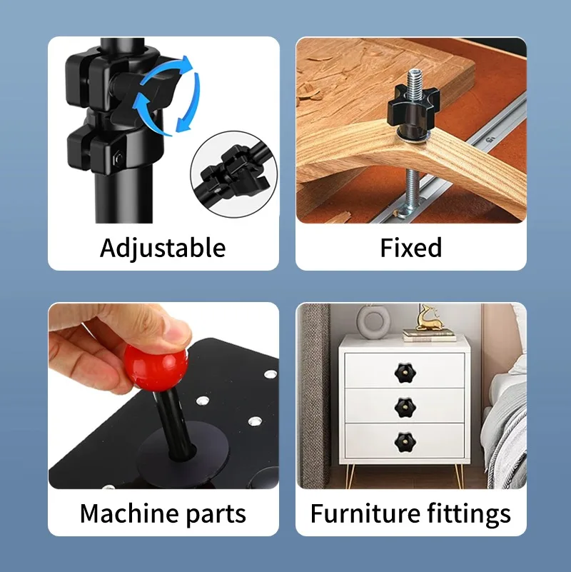 Turn Knobs Thumb Knobs for Furniture M4 M5 M6 M8 M10 M12 Plastic Handle Screw Clamping Nut Thread End
