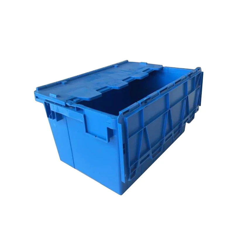 Heavy Duty Food Grade Recycled Distribution Stack And Nest Plastic Attached Lids Container