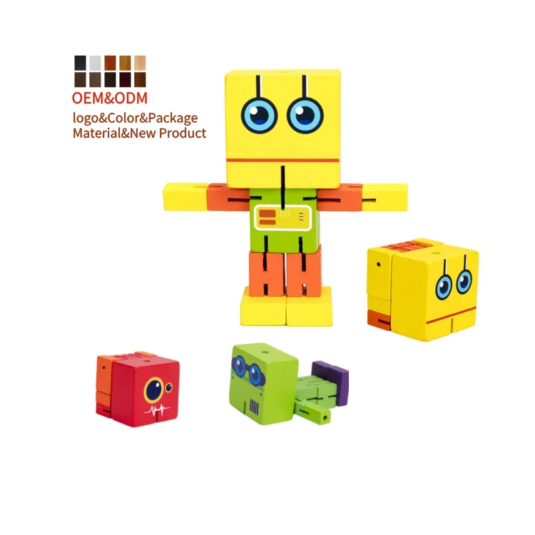 YUCI Factory small Magic Transform Car Shape-Shifting Autobots Distortion Toys Deformation Wooden Transform Cube Robot for kids