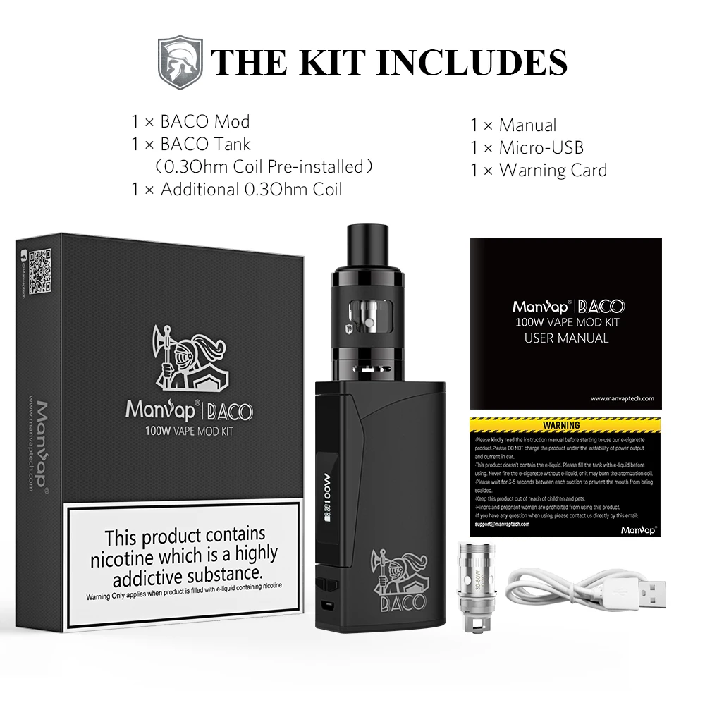 
100W vape kit electronic cigarette kit full power adjustable atomizer box mod 
