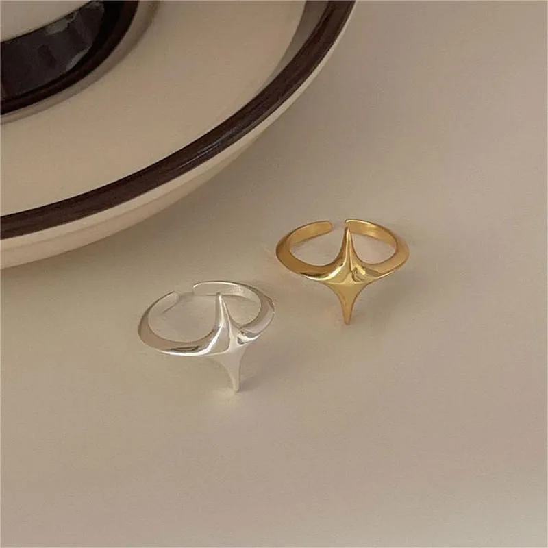 Wholesale New Fashion Star Shape Gold Silver Finger Rings For Women Real 925 Sterling Silver Gifts Fine Jewelry