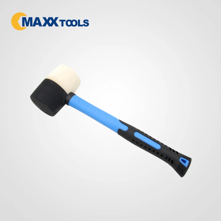 White and black head rubber mallet,fiberglass handle hammer tool set