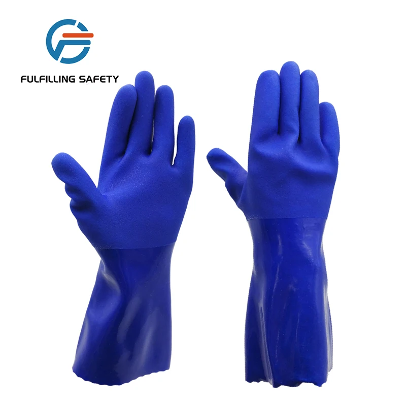 Новинка, оптовая продажа, ультра маслостойкие рабочие ПВХ перчатки с виниловым покрытием с длинным рукавом