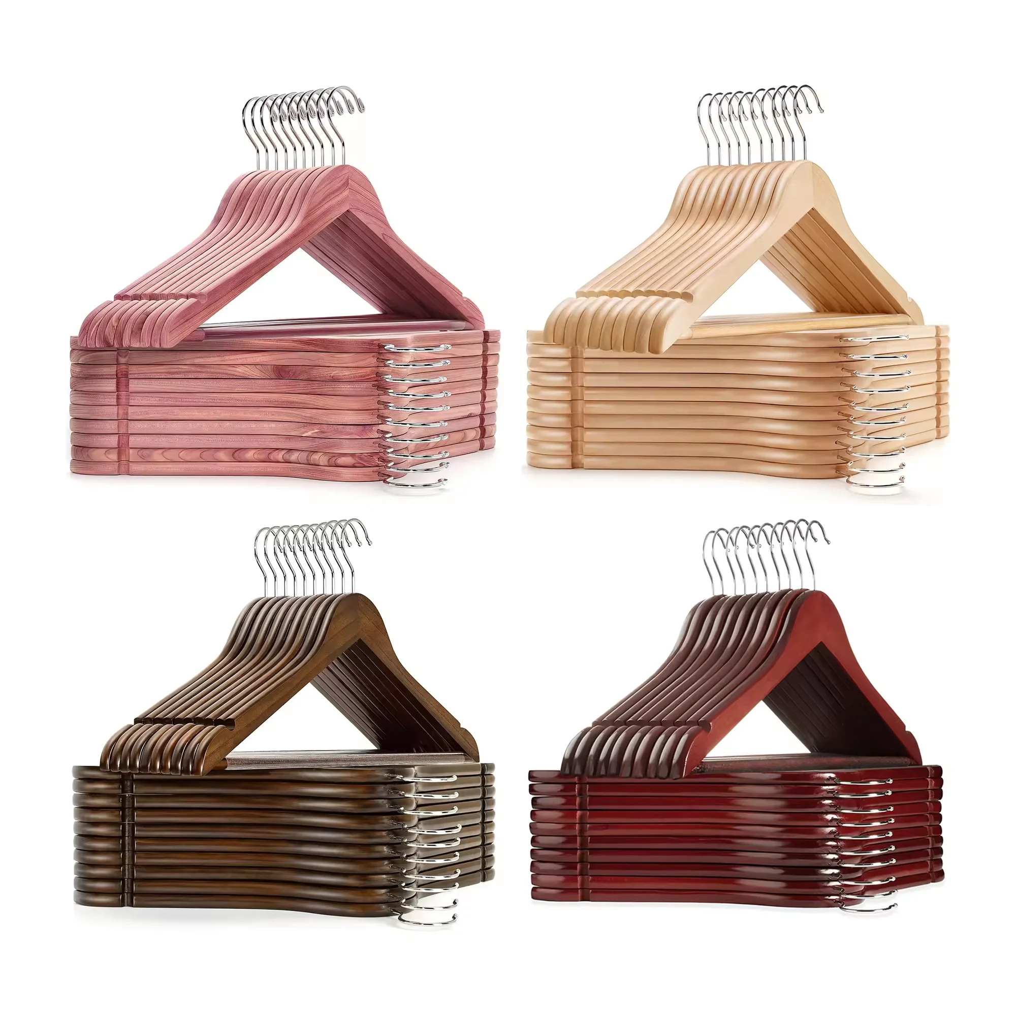 Wholesale Hot Selling High Quality  Wooden Suit Hanger  with Non Slip Bar Heavy Duty Hangers Clothing Wooden Coat Hangers