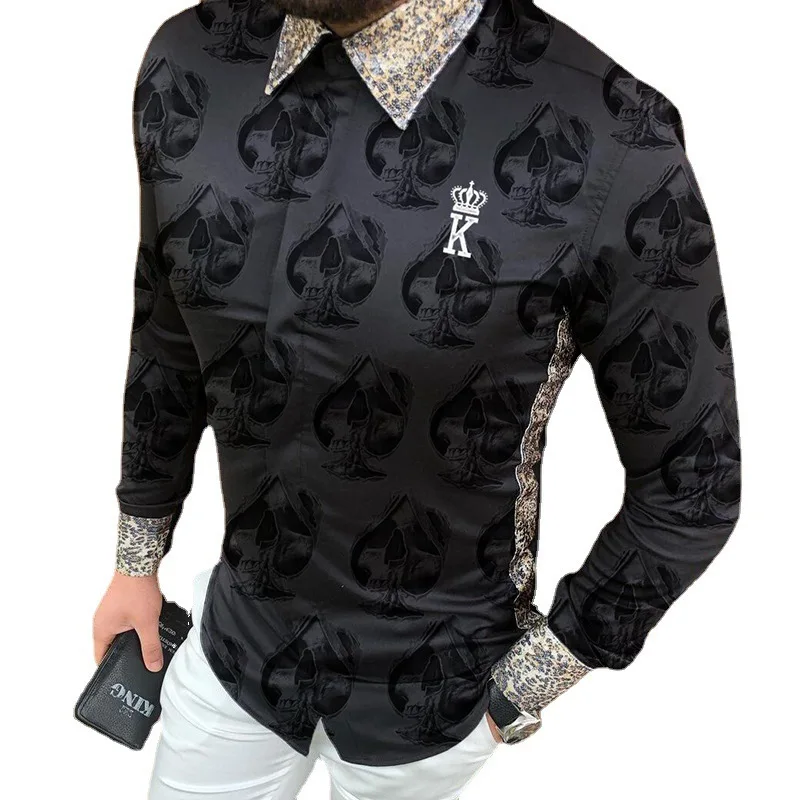 Factory wholesale fashion casual comfortable quick dry youth men lapel printed cardigan shirt