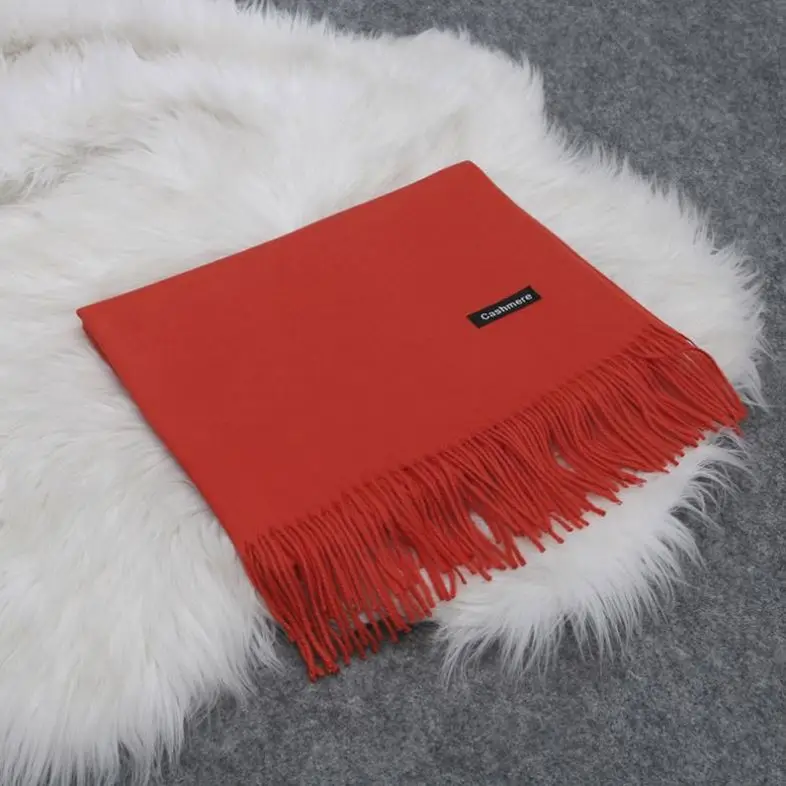 Pure Scarf Winter Warm Cashmere Women Long Pashmina Foulard Female Scarves Lady Tassel Shawl Wraps 2023 Design New R1833
