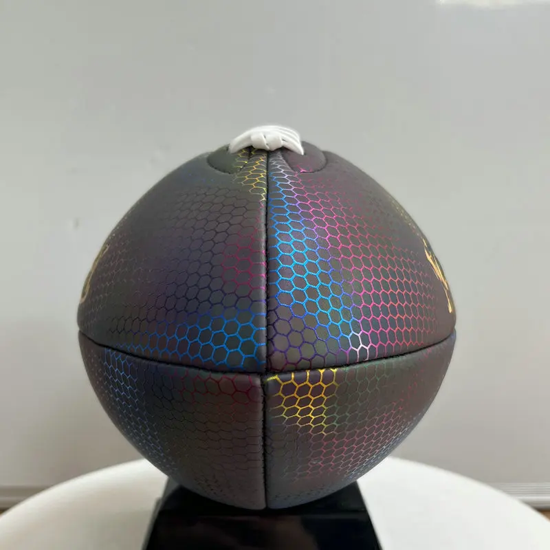 Custom Rugby Ball Size 9 Factory Price PU Leather Reflect Light American Football for OEM Official Game Use