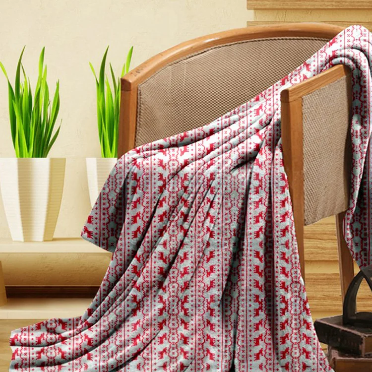 100 polyester comfortable soft deer printed double-sided flannel fleece fabric for