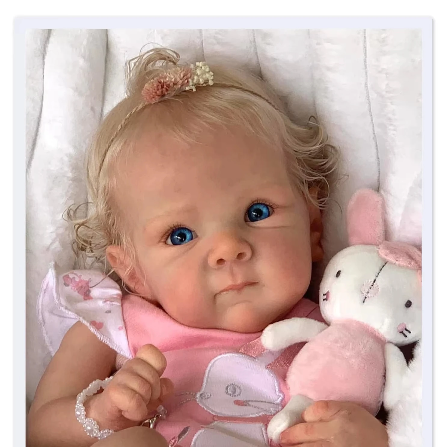 18Inch Open Eyes Bettie Reborn Baby Girl Doll Vinyl Doll With Rooted White Hair Handmade Lifelike Real Bebe Reborn
