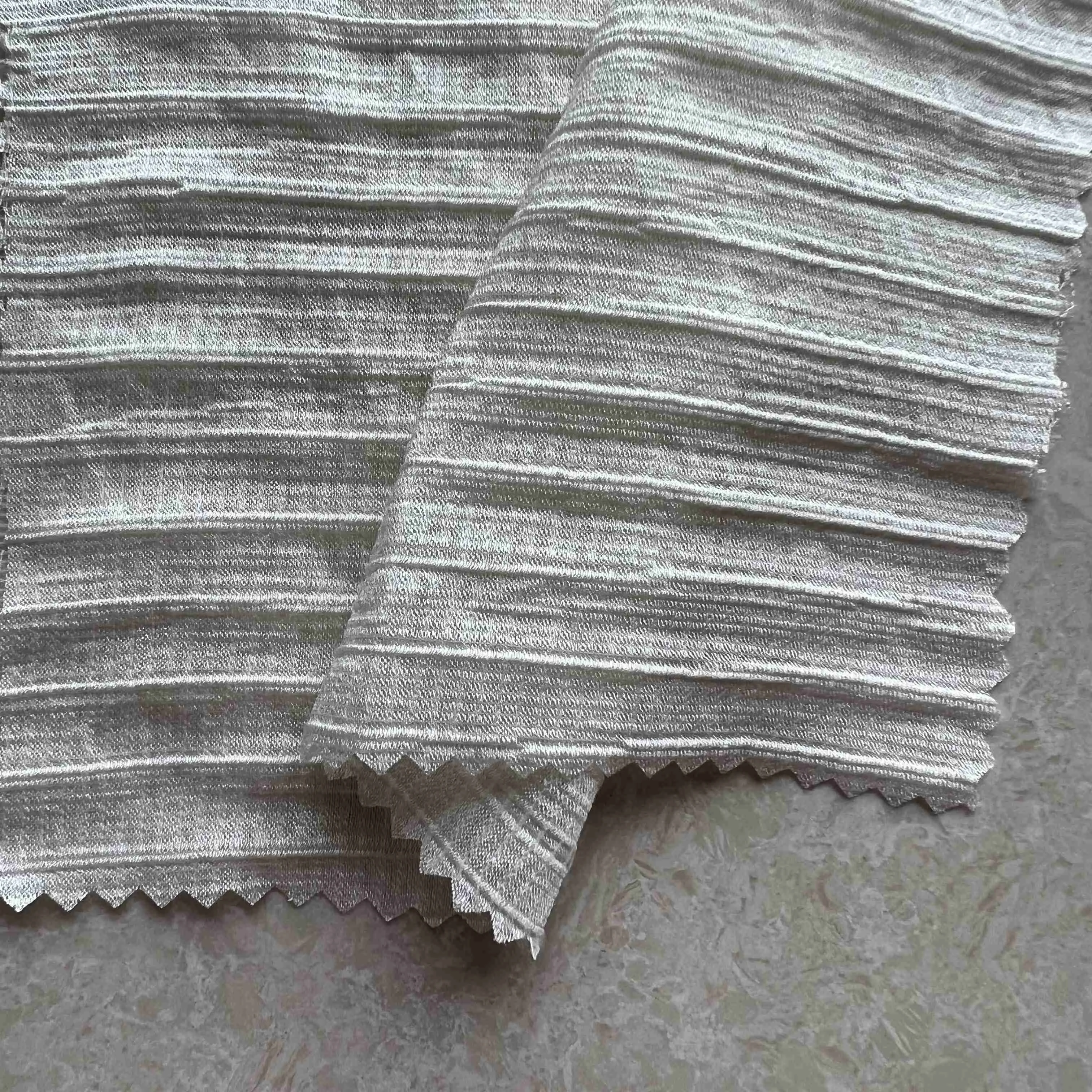 New product good price crinkle silky light and thin stripes woven rayon nylon fabric for clothing