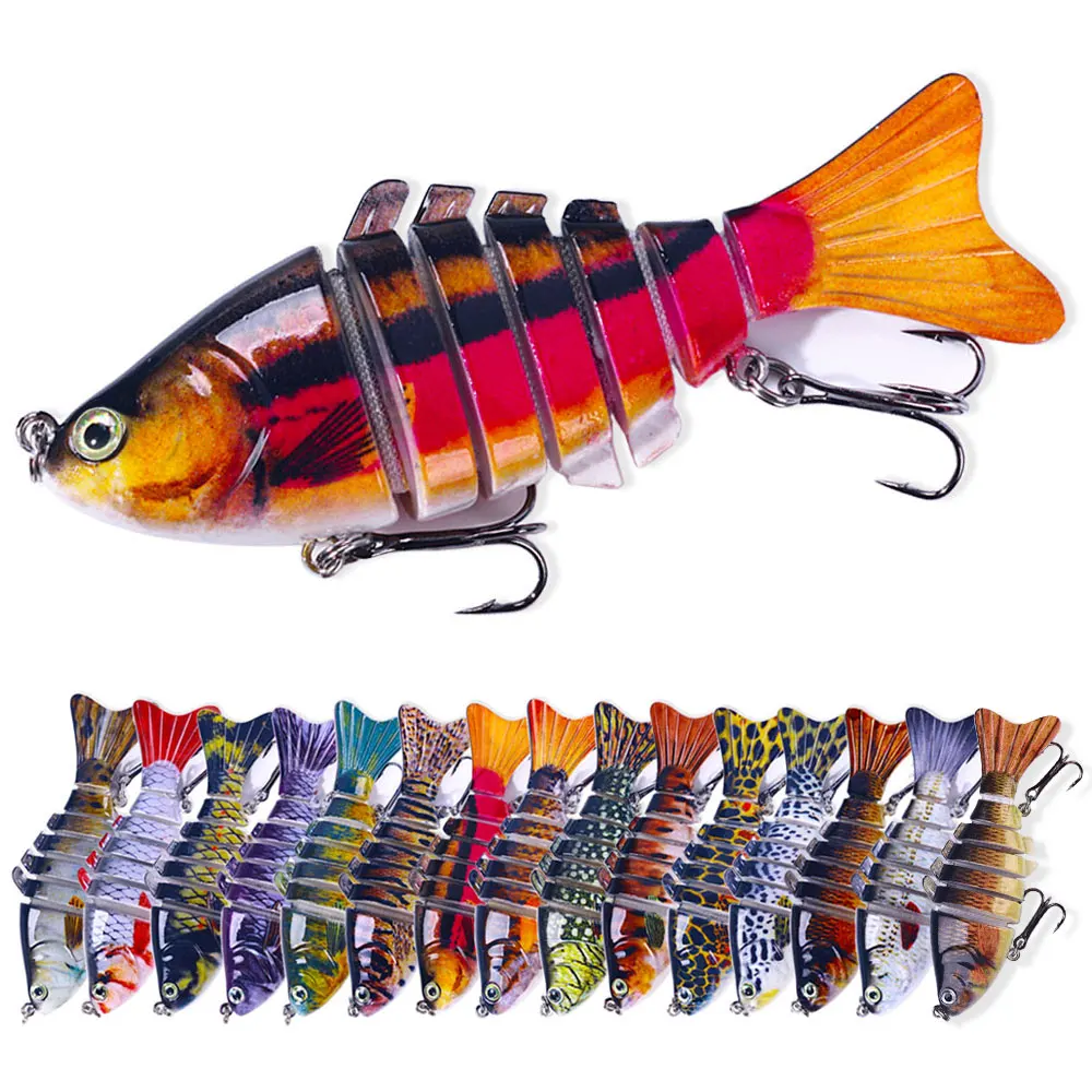 7 Segments Body Jointed Fishing Lure 3D Simulation Eyes 9.7cm-14.5g- 6# Hard Steel Hook Lure S-Swing Swimbait for Fishing