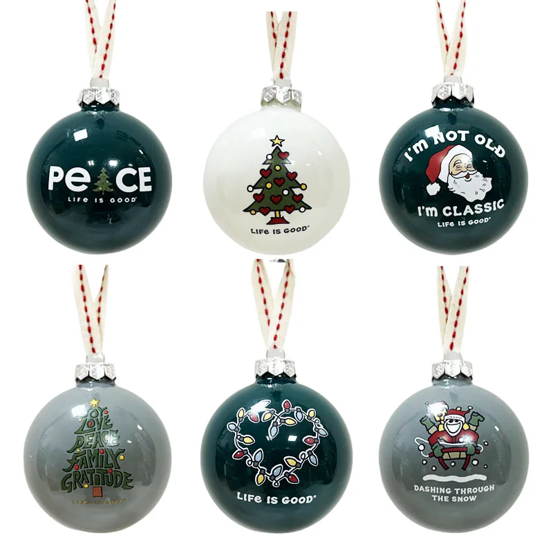 Оптовая продажа рождественские украшения цветной шар персонализированная подвеска на елке декоративные пластиковые шары
