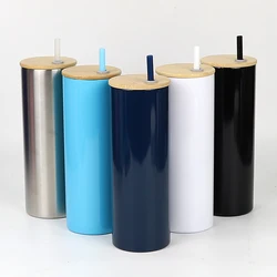 Кружка для кофе из нержавеющей стали с бамбуковой крышкой, 20 унций