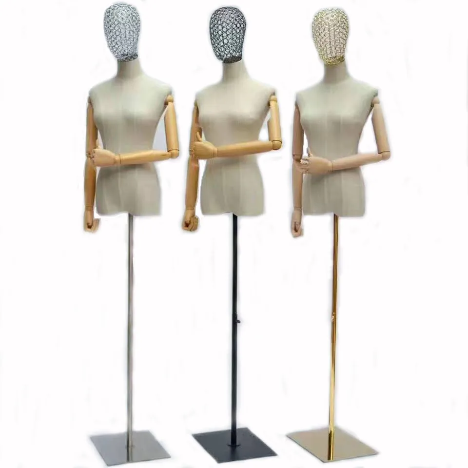 Warehouse Adjustable Wire Tailor Half Body Foam Bust Torso Upper Body Display Dummy