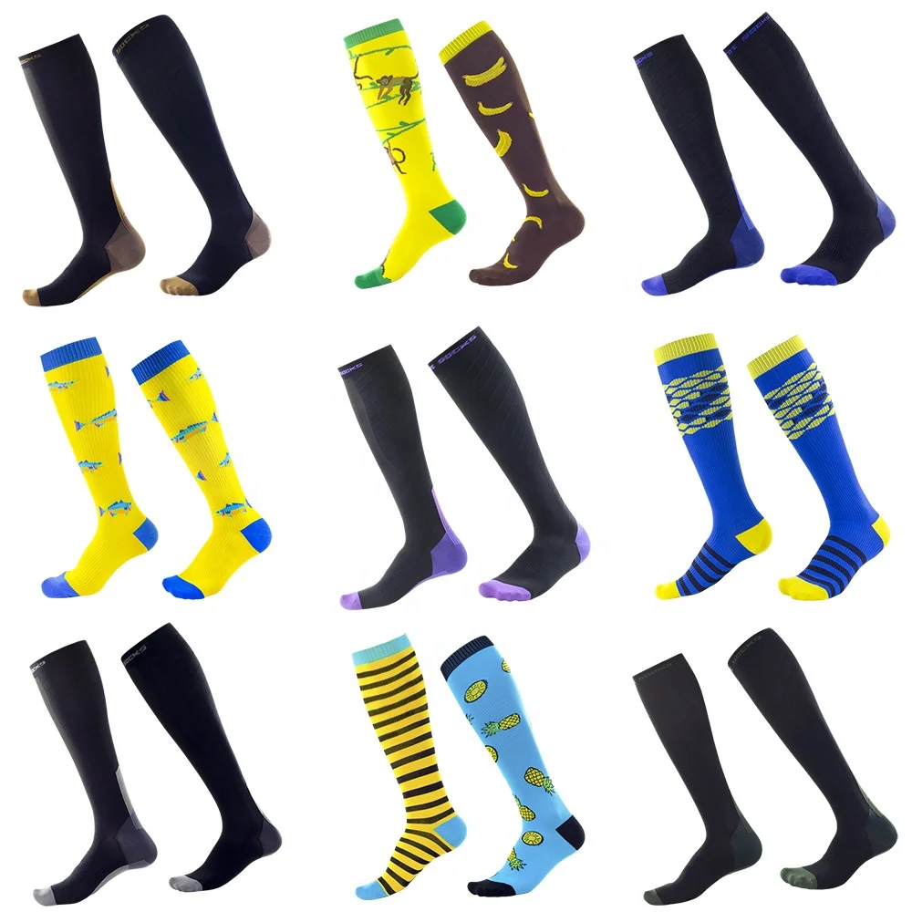 Graduated Medical custom Women Men Compression Socks 20-30mmhg Knee High Fun Stockings for Running Sports Athletic Nurse