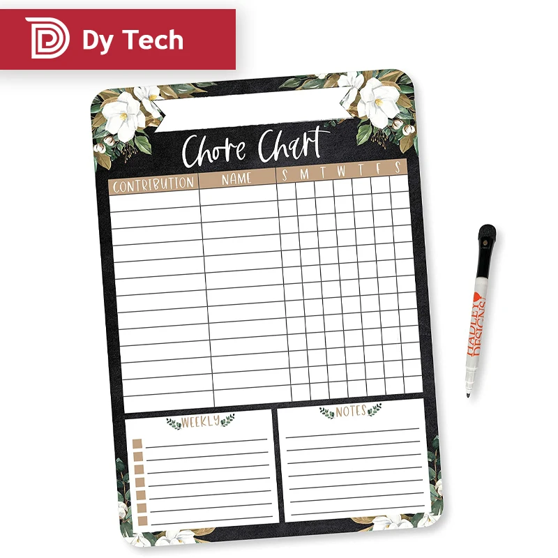 Custom magnetic dry erase whiteboard sheet for fridge chore chart kids reward chart for toddlers at home easy to write and erase