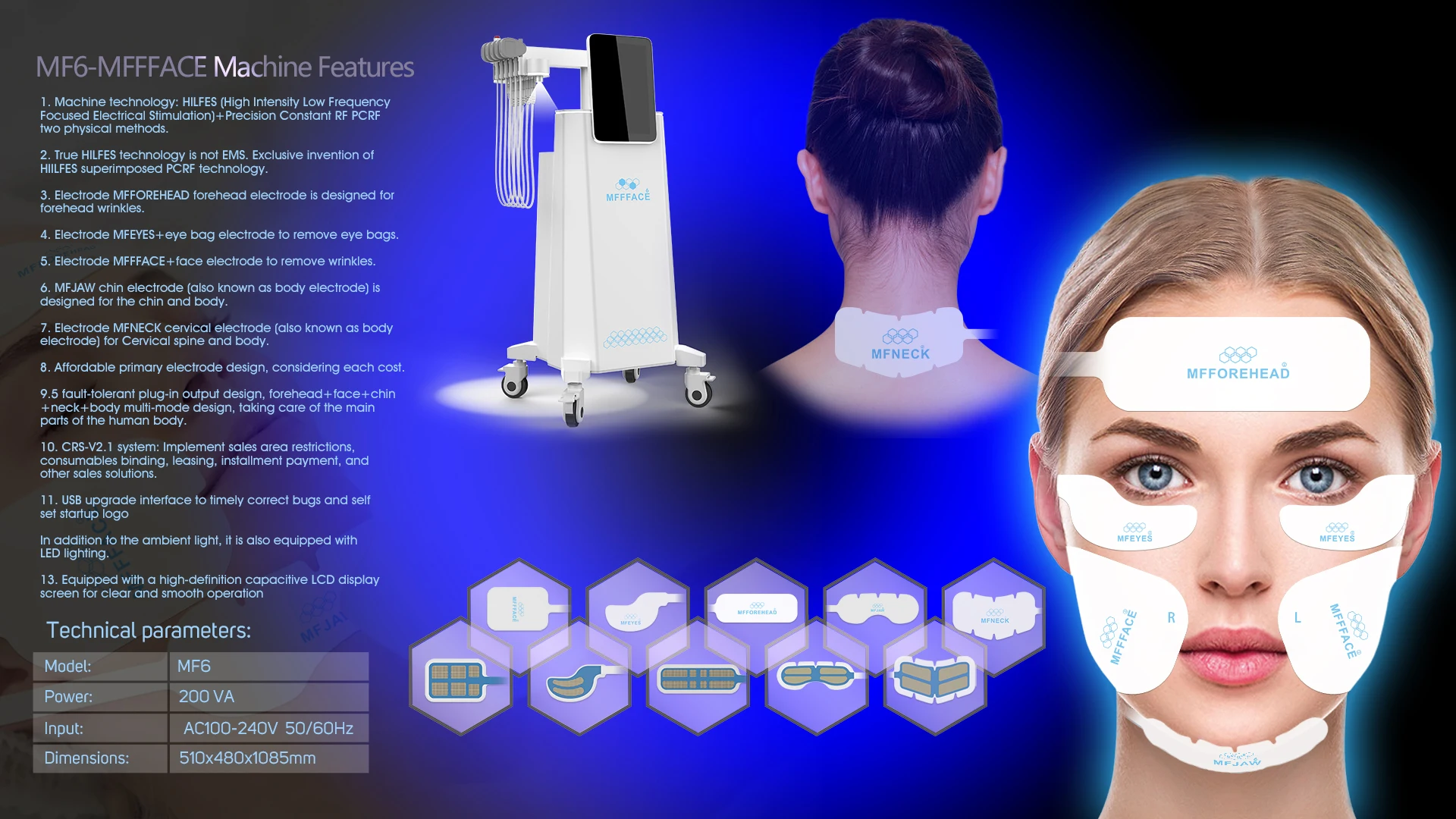 Non-invasive wrinkle removal vline sculpting radio frequency facial lifting electric ems facial beauty machine