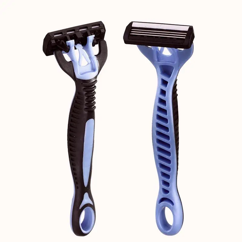 Fashionable Style 3 blade razor sensitive stainless steel rubber handle shaving razor for man