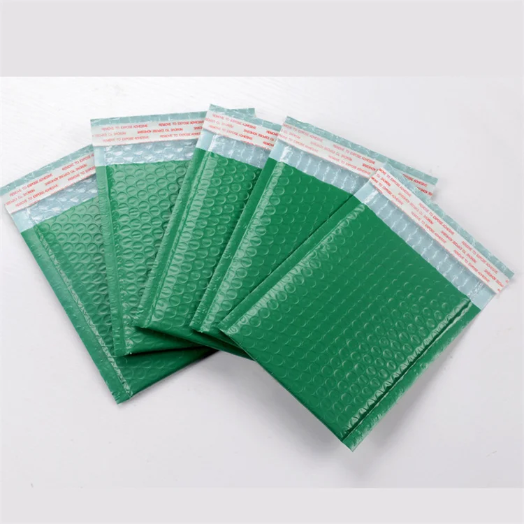 Заводская цена, биоразлагаемые Пузырьковые мягкие конверты для кораблей, упаковка для одежды, Курьерская сумка, индивидуальный матовый зеленый поли-пузырчатый конверт