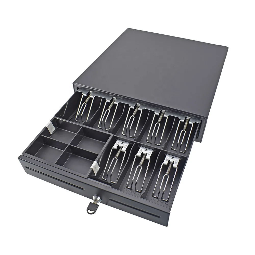 Safe Pos System 8 Bills 4 Coins Metal Cash Register Cash Drawer With Lock Box cash Rj11