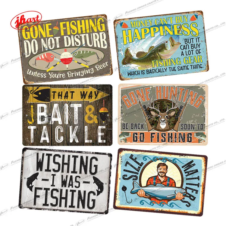 GONE FISHING DO NOT DISTURB Vintage metal sign indoor outdoor Living Room Wall Decor plaque hunting NO FISHING Funny tin sign
