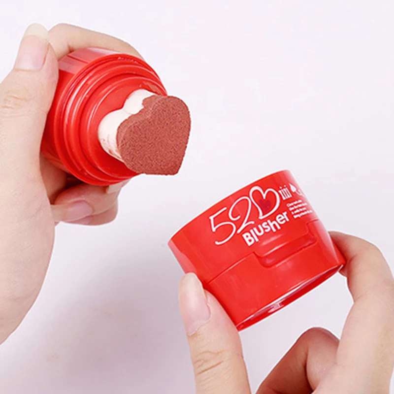 Girls brighten skin natural sweet seal blusher pink rose red orange heart shaped blush cushion