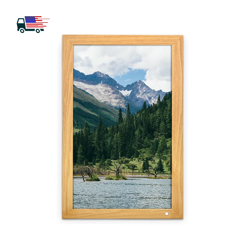 Digital Photo Frame Hd Advertising  Lcd Screen Display Video Art Picture 21.5 inch wood digital signage
