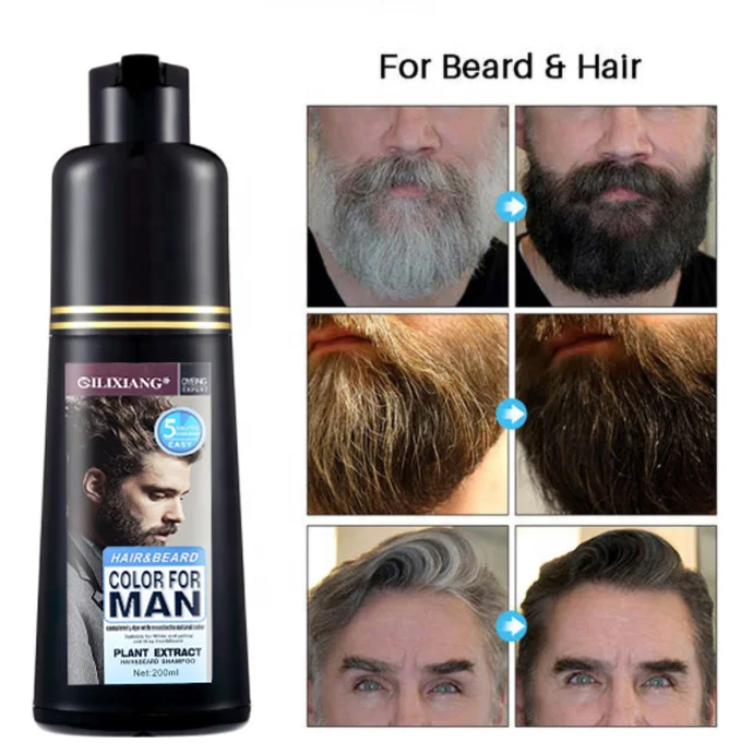 Natural Ingredients Instant Black Mustache And Beard Color Dye Shampoo Black