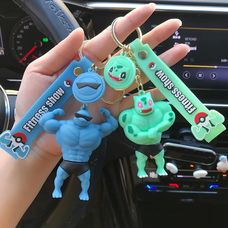 5 Color Poke Monster Pika Charizard Squirtle Bulbasaur in Pym Fitness show PVC mini Figure Rubber Keychain