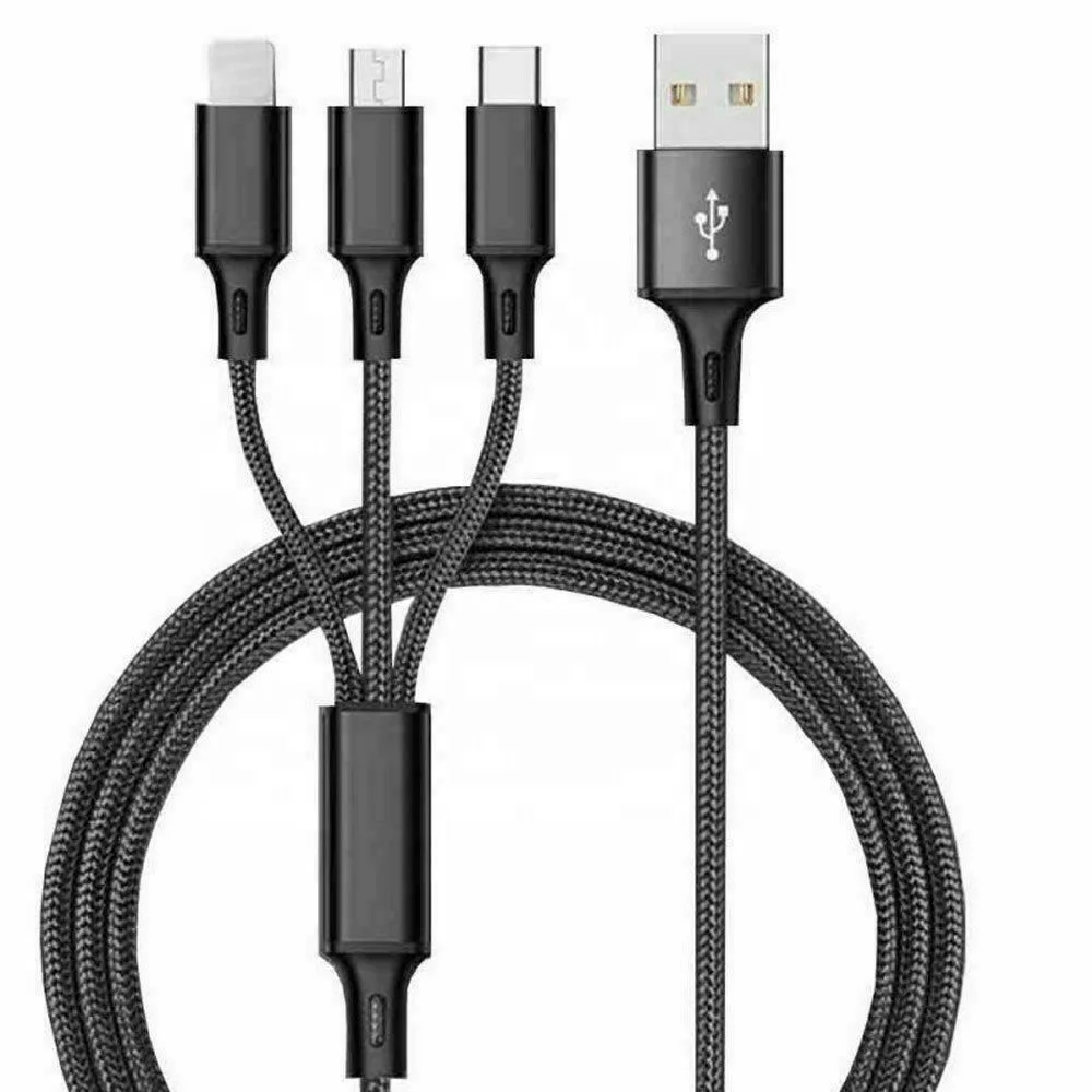 
3 in1 Split USB Charging Cable Universal Multi Function Cell Phone Charger Cord 