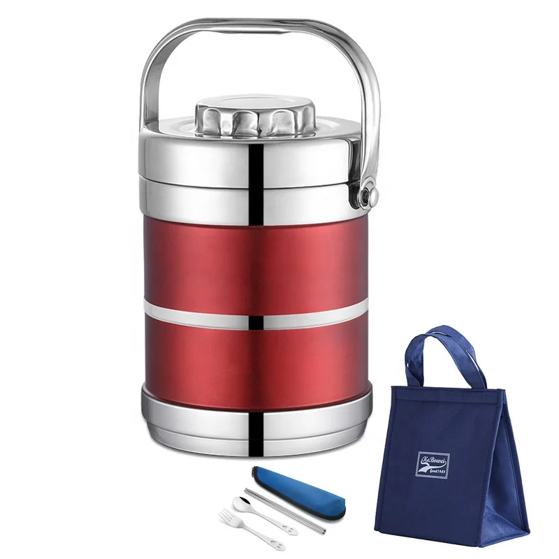 Stainless steel high quality double layer 1.8L/2.0L vacuum lunch box food container