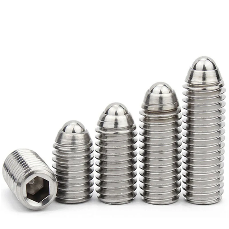 M3 M4 M5 M6 M8 M10 Stainless Steel 304 316 Hex Socket Ball Spring Plunger Headless Ball Point Set Screw