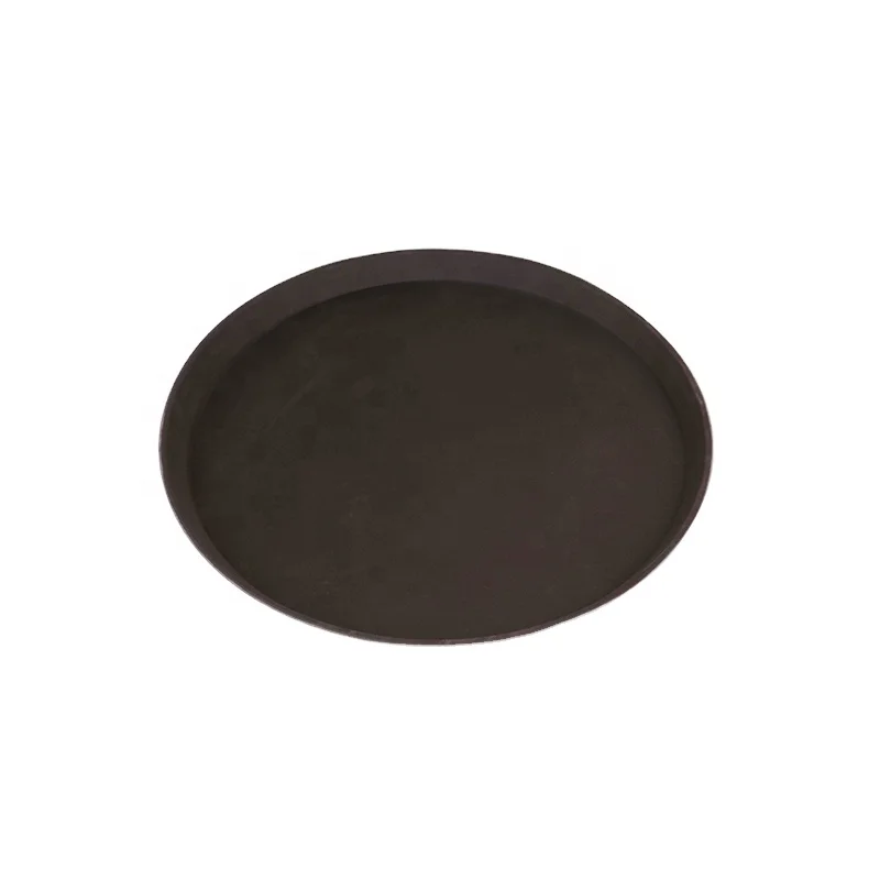 Hot Sale Restaurant Food Grade Anti-Skid Tray Fiber Glass Material Round Hotel Brown Serving Tray