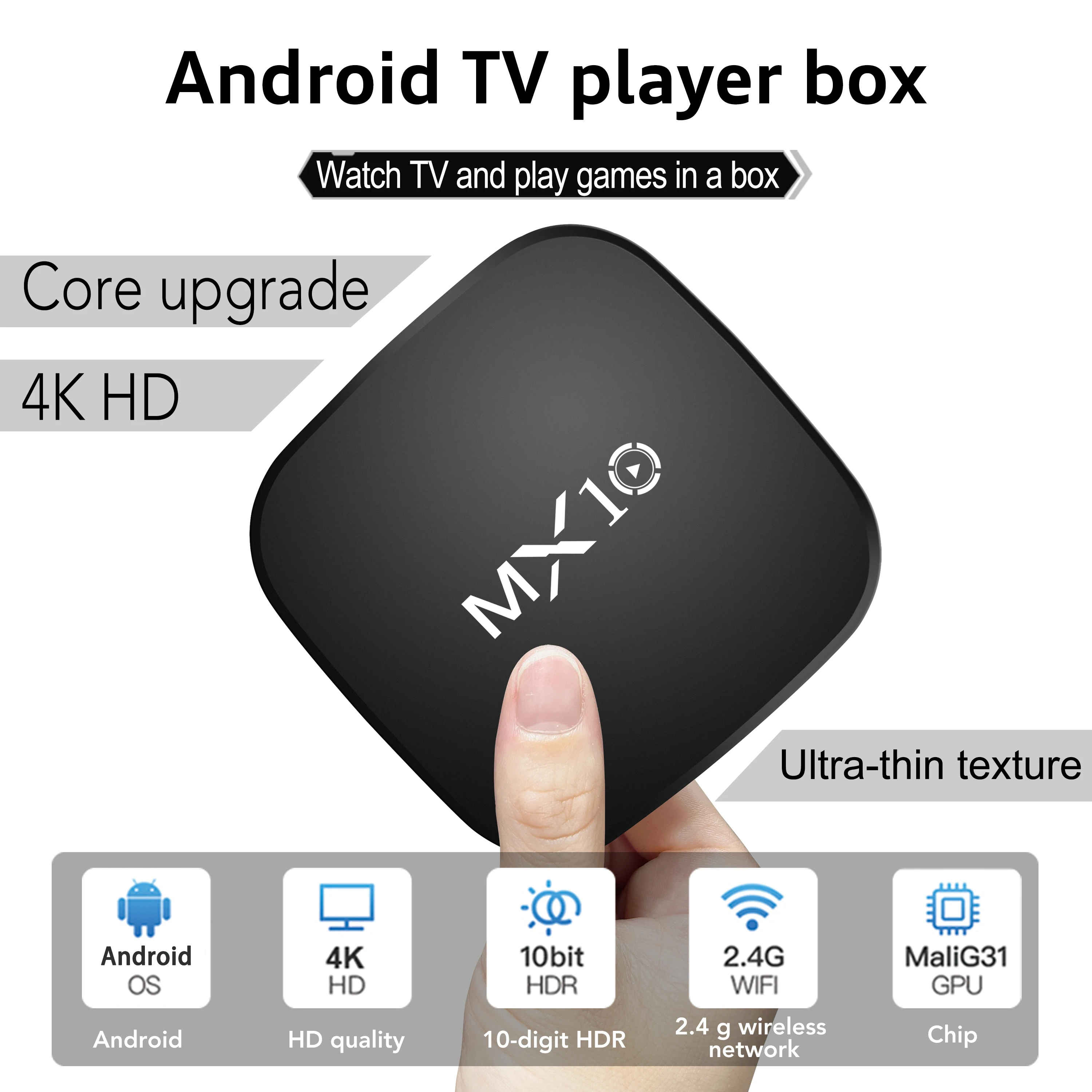 MX10 Smart TV Box 2.4G&5G Dual WIFI Player Android body feeling game Voice Assistant 3D Movie 4K TV Box