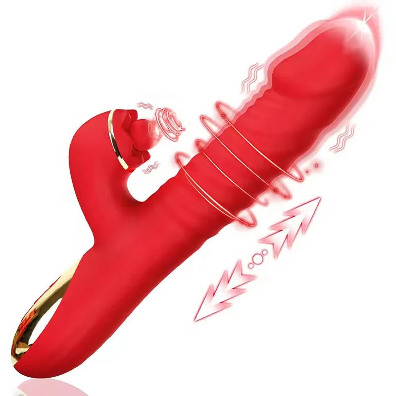 Dropshipping G Spot Vibrators Massager Realistic Rotating Head Thrusting Electric Sex Toy Rabbit Dildo Vibrator For Women