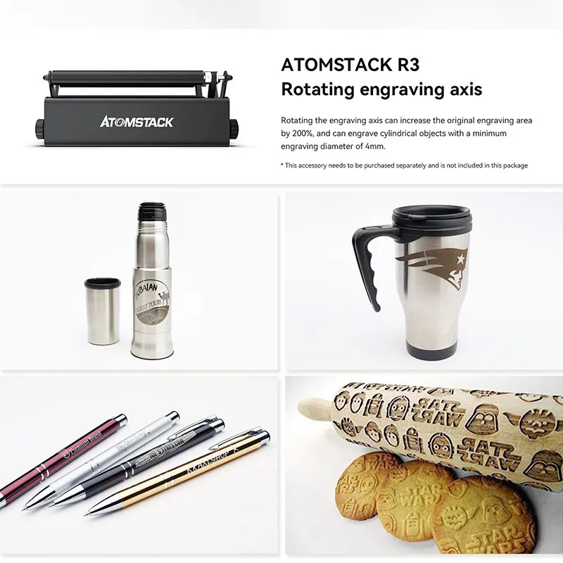 ATOMSTACK A5 PRO 40W Laser Engraving Cutting Machine With Y-axis Rotary Roller For Cans Eggs Cylinders Bottle Cup