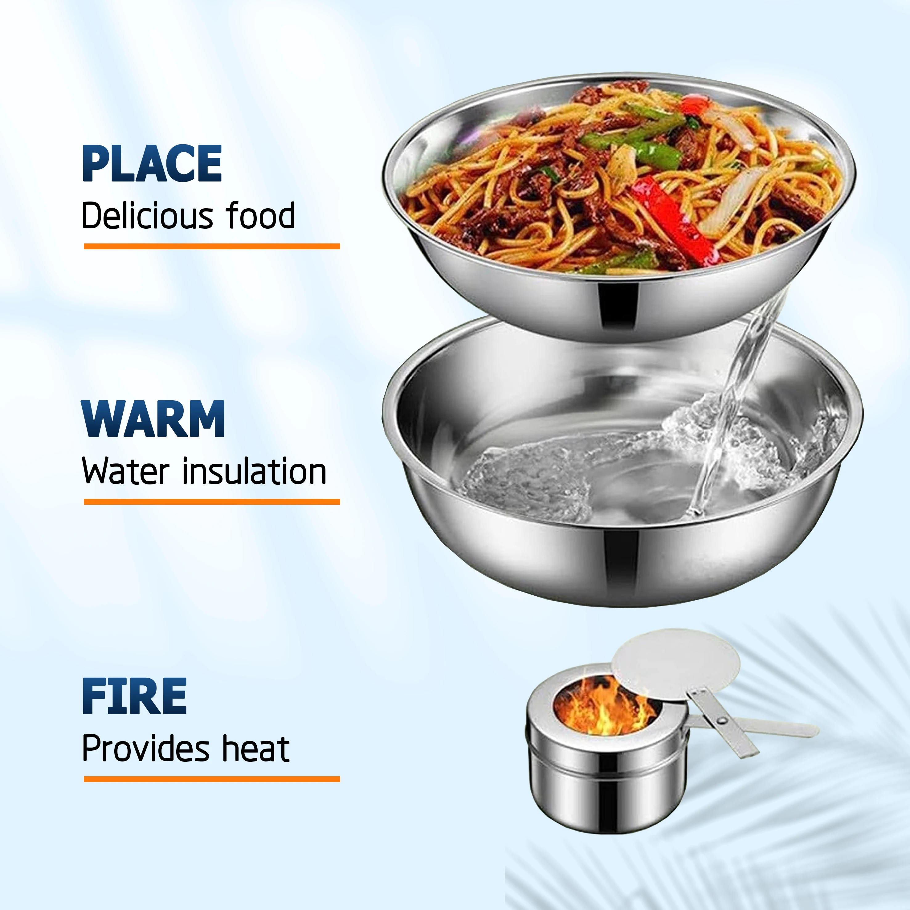 YITIAN Party Wedding Equipment Chafing Dish with Hanging Lid Catering Buffet Food Warmer Container Set