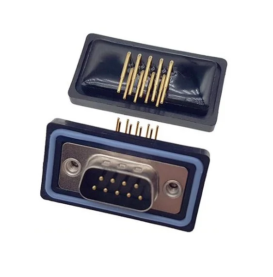 Lycn 9pin 15pin 25pin 37pin IP67 PCB Right Angle Type Male Female Dual Row Waterproof DR D-sub Connector Gold Plated Machine Pin