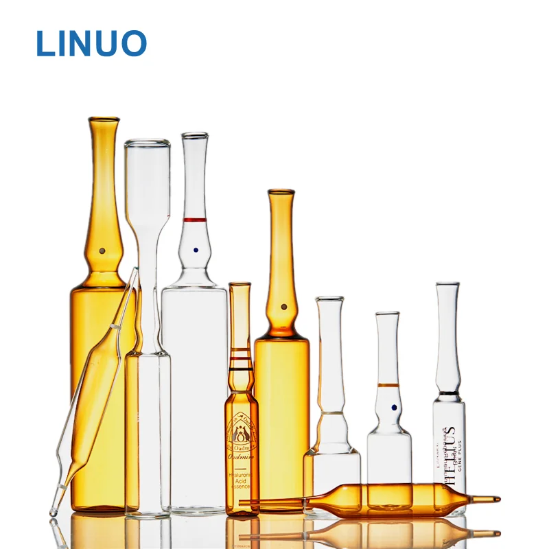 Shandong LINUO pharmaceutical glass packaging 1ml 2ml 5ml 10ml 15ml empty medical glass ampoule for injection / cosmetic