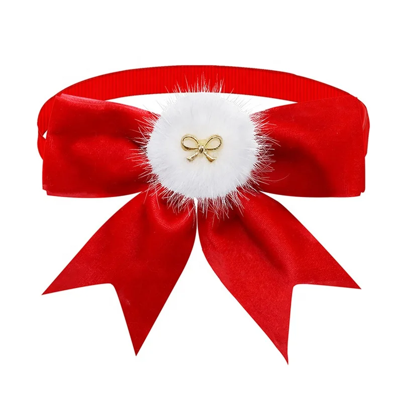 Luxury Velvet BowTie for Boy Dogs Fashionable Christmas Color Pet Sailor Bows Fluffy Ball Solid Pattern Summer Winter Spring