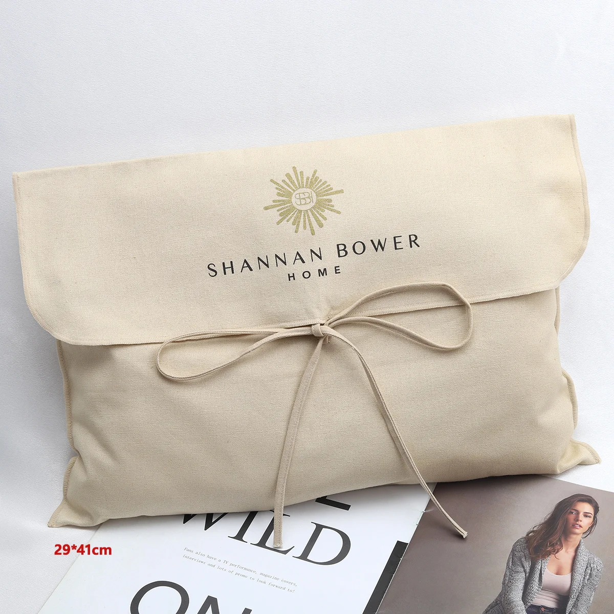 Recyclable Organic Cotton Canvas Pouch with Custom Logo Eco-friendly Envelopes for Clothes and Shoes Packing