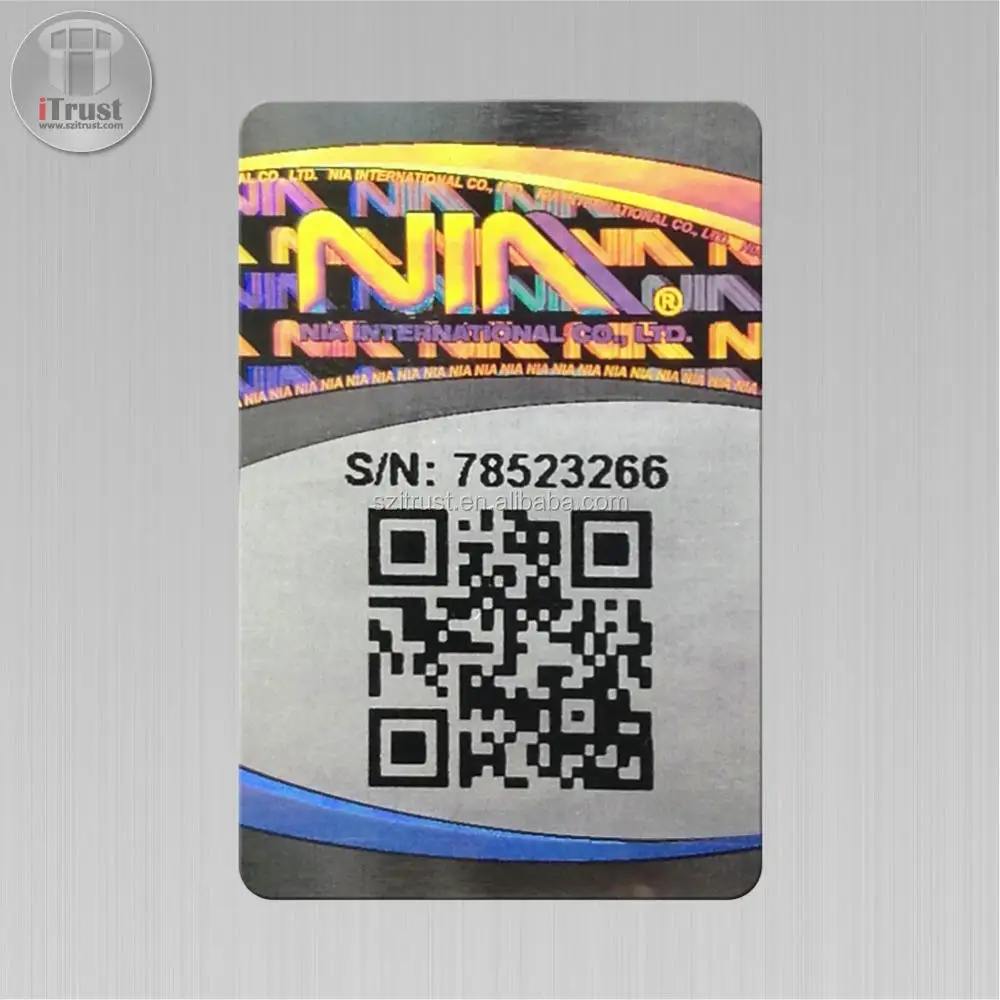 Оптовая продажа, наклейки с защитой от подделок, печать, код Qr, серийный номер, голограмма, наклейка
