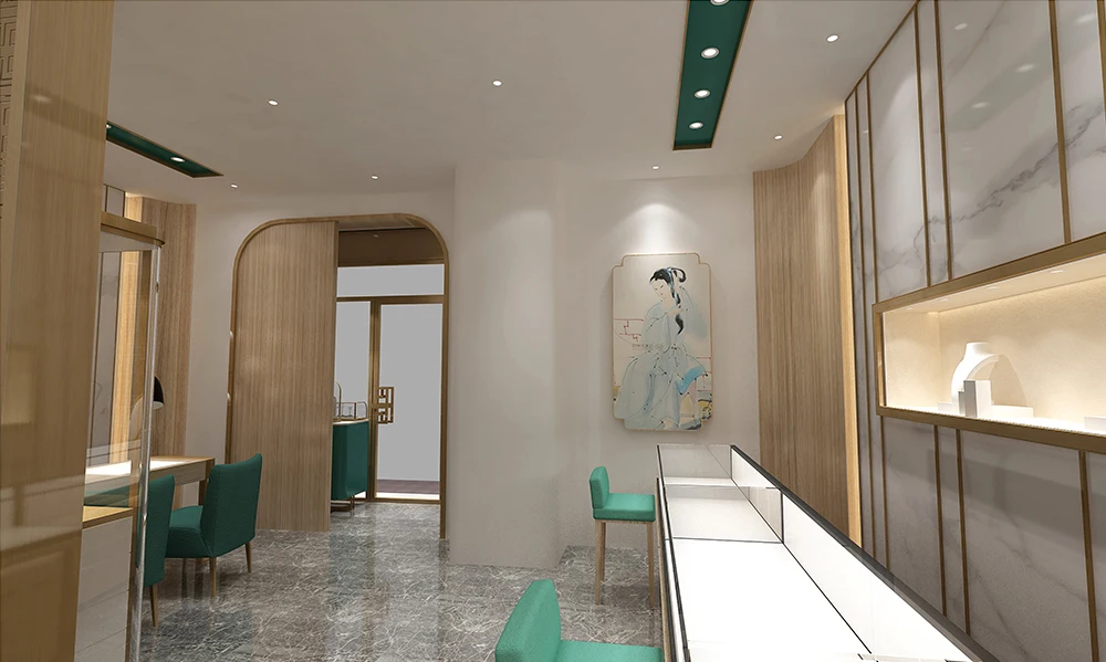 Mujiang Shopping Mall Interior Designs Showcase Displays Cabinet Furniture Unique Jewelry Kiosk showroom interior design