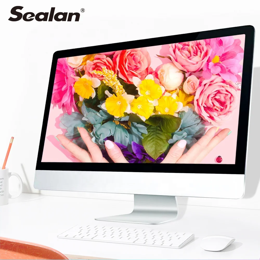 SEALAN 27 inch desktop monoblock computer core i3 i5 i7 all in one pc 8g ram 480g ssd  desktop webcam komputer