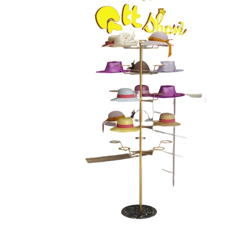 Wholesale Metal Baseball Hat Shelf Hat Floor Display Stand For Retail Store